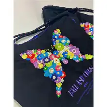 日本刺繍黒蝶 エコバッグ キャンバスバッグ