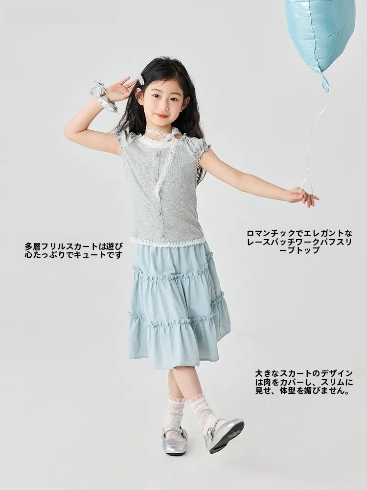 4歳女の子用プリンセスドレス：ショートスリーブ・韓国風デザインのセットアップ対応アイテム