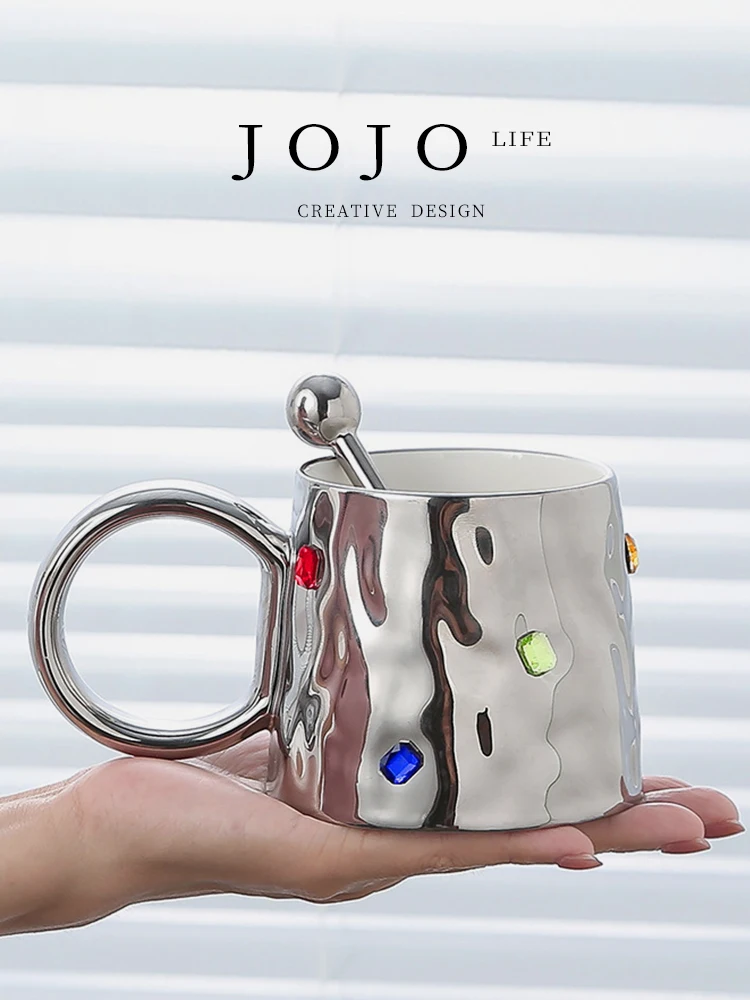 JOJO'S L. PD.Otto ジュエルデザイン マグカップ：380ml セラミックで家庭とオフィスで実用的な飲み物管理