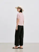 MAS&JM 細身効果のあるサドルショルダーラウンドネックニットシャツ【短袖】