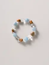 海ブルートパーズと白鹅绒の天然ブレスレット【女性用・感情安定】