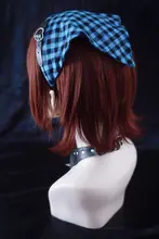 ハンドメイド三角巾ヘアバンド【黒青チェック・サブカルチャー・ユニセックス】