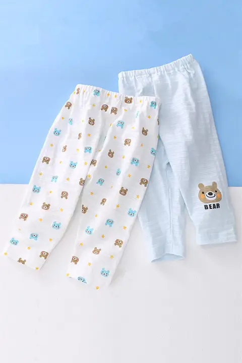 子供用薄手綿パンツ【竹節デザイン・防蚊・夏用・ゆったりフィット】（セットアップ対応）