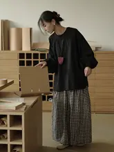 チェック柄スカートパンツ 秋季 レディース ゆったり スリムに見える フリーサイズ カジュアルパンツ