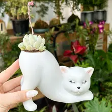 クリエイティブかわいい猫の尻尾柱 植木鉢 漫画 花瓶