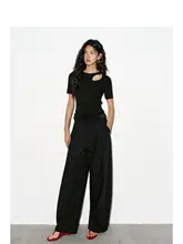 Tシャツ レディース 半袖 リヨセル オープンワーク 接触冷感 スリムフィット 着痩せ デザイン 夏 「EIGHTHMONTH」