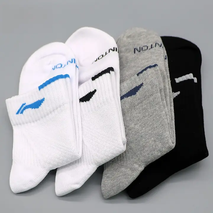 Lining メンズ 中筒プロフェッショナルバドミントンソックス【通気性・綿素材・3足セット】