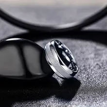 シルバー フラットデザインのマット加工チタニウムリング【メンズ用・ファッション指輪・カップル向け】