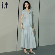 麻製の通気性抜群な涼感コーディネート【女性用・カジュアル・デザイン性のある半身裙】（セットアップ対応）