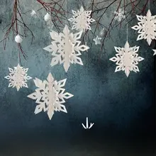 3D立体ペーパースノーフレーク装飾【クリスマス・空中吊り下げ用・ロマンティックデザイン】