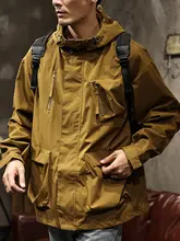 アメリカンレトロデザインの防風防水アウトドア登山用ジャケット【春秋用・フード付き・作業用】