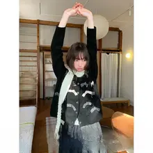 カーディガン ラウンドネック ハンドメイドリボン付き レディース 春秋向け ニットアウター
