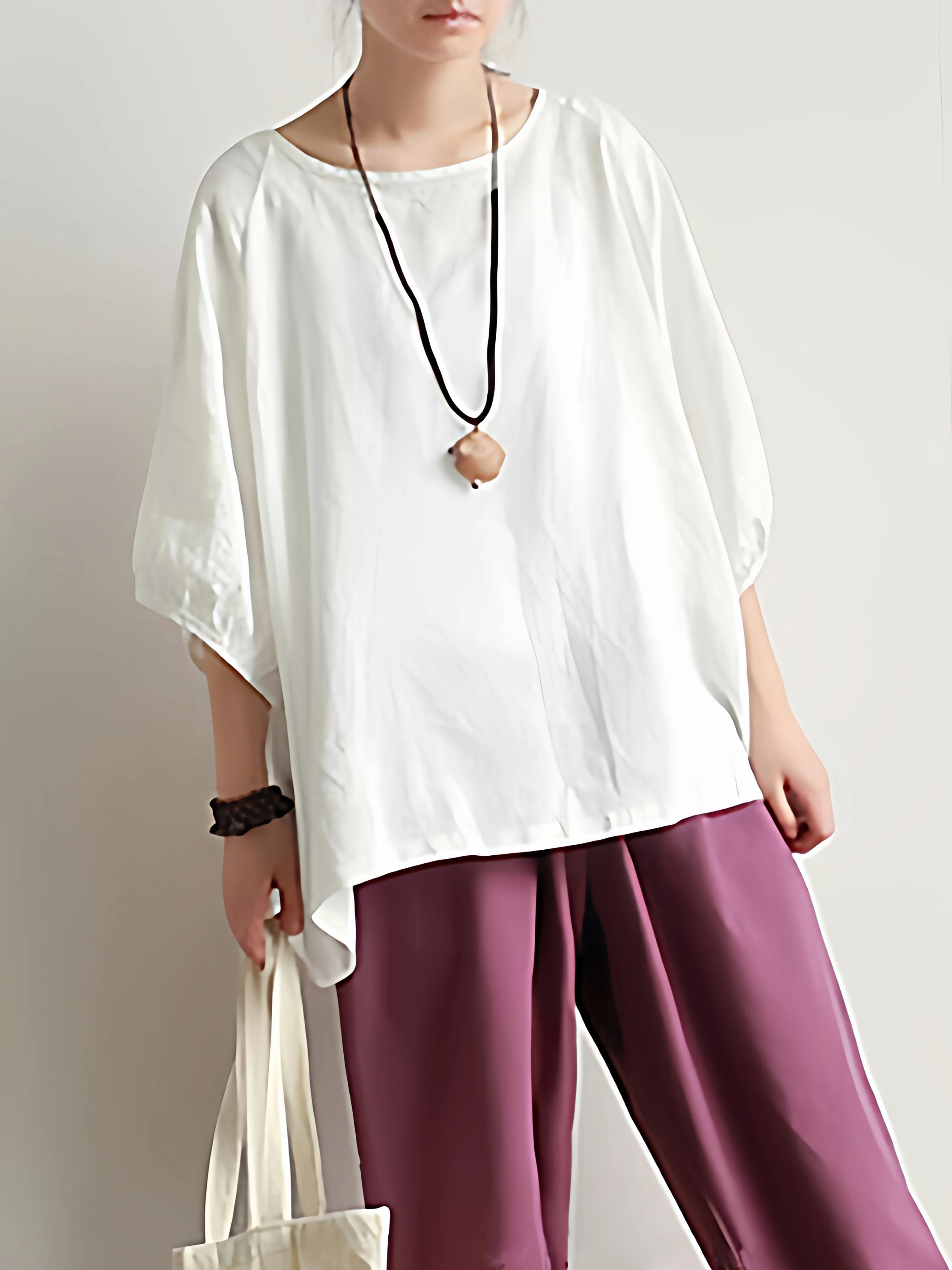 夏用フィットTシャツ【カジュアル・五部袖・リネン混】 大人可愛い服 40代コーデに最適