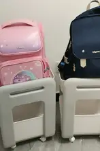 子供用リュック収納ラック【移動可能・キャスター付き・卓下収納】