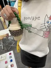 アメリカンカレッジ風コットン長袖Tシャツ【カジュアル・猫デザイン・ゆったりシルエット】