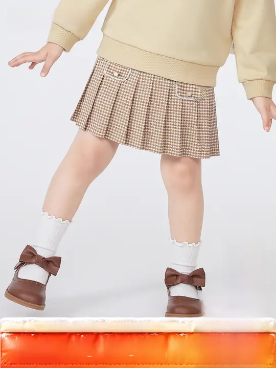 プリーツスカート キッズ ガールズ ツイード風 春秋 「Balabala」