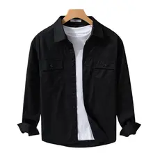 シンプルで使いやすい！メンズゆったり工装シャツ【カジュアルスタイル・ストリートファッション】