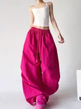 ローズピンクのワイドレッグパンツ【ゆったりしたカジュアル  テーパード・高身長向け・工装スタイル】（セットアップ対応）