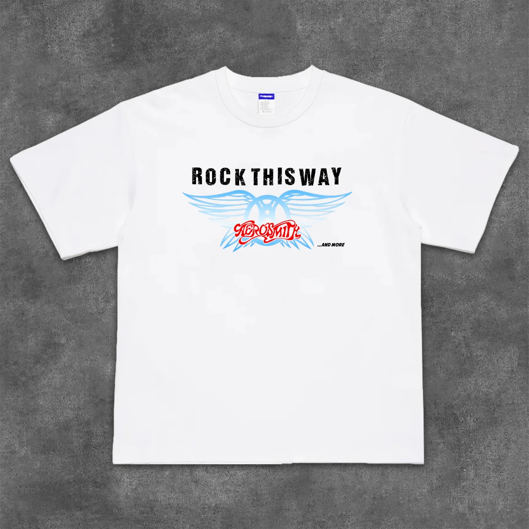 ハードロックバンドTシャツ：コットン製の半袖ラウンドネックで夏の日常を快適に