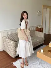 ワンピース レディース フレンチ風 オフホワイト おしゃれ デザイン性 ぽっちゃり きれいめ 上品 大人可愛い リゾート 夏