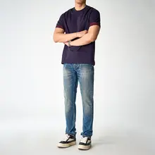 アメリカンビンテージデザイン メンズ デニムパンツ【ウォッシュ加工・スリムストレート・カジュアル通勤】