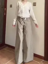 高身長向けベージュハイウエストストレートジーンズ【ゆったりシルエット・秋冬用・カジュアル】