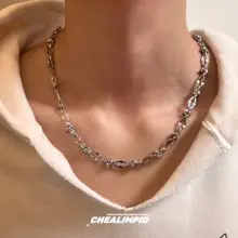 CHEALIMPID タイタンスチール製 ジョイントデザインのストリートスタイルネックレス【ユニセックス・ヒップホップ】