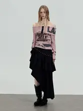 黒の不規則なロングスカート【ユニークなデザイン・スリム効果・女性用】