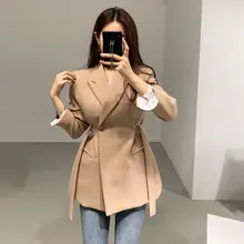 レディース 春秋用 小西服【デザイン性のある系帯付き・トレンドスタイル】
