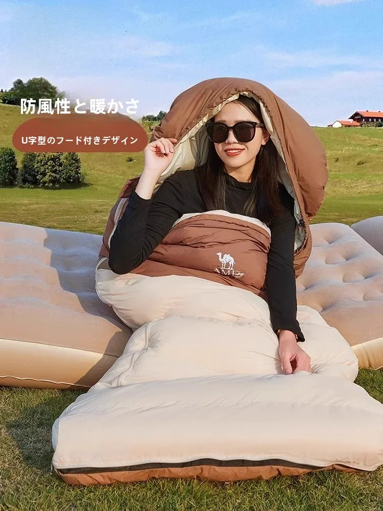雪中キャンプ用の防寒スリーピングバッグ Camel 厚手モデルの実用性と性能解析