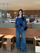レディース 高腰ワイドレッグデニムパンツ【春用・フィット・ブーツカット】