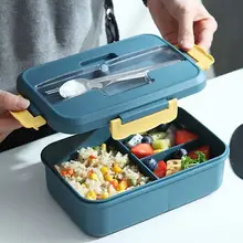 小麦ストロー製分格ランチボックス【保温・学生向け・成人用・ふた付き・電子レンジ対応】