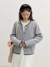 ボタニーク 手作り刺繍入りパイナップル柄カーディガン【グレー・ニットタイプ】