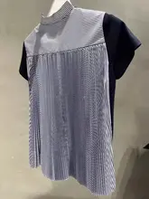 FOG SACAI レディース 半袖Tシャツ【無地・ゆったりフィット・バックプリーツデザイン】