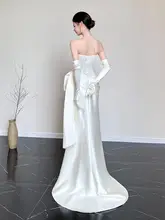 エレガントなマーメイドスタイルのビスチェウェディングドレス【サテン生地・軽やかで高級感あり】