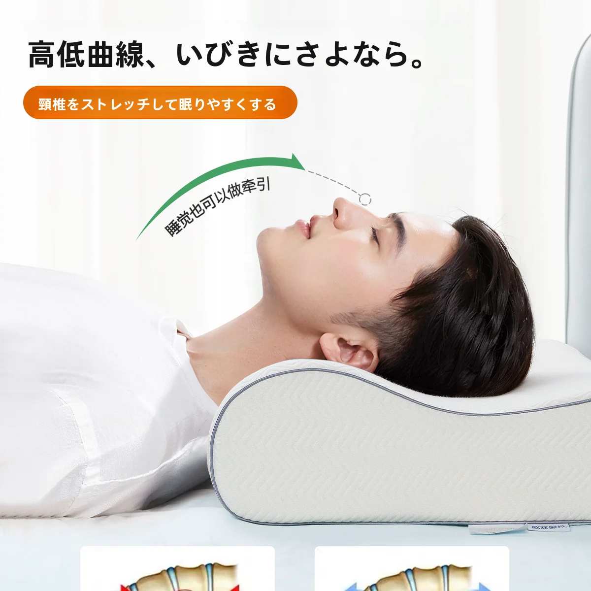 喘息枕で睡眠中の呼吸を楽にする：記憶綿波浪形枕の実用性と効果解析