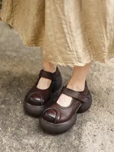 夏用牛皮素材の厚底ローマスタイルサンダル【通気性・女性用】