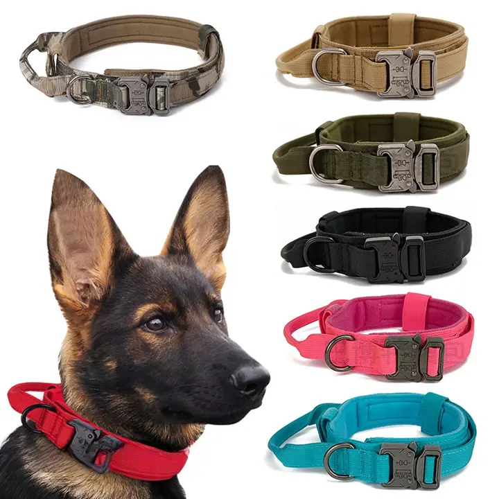 アウトドア用タクティカルドッグカラー【中大型犬用・牽引ロープ付き】