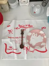 少女心デザインのリボン付き布製テーブルマット【白・インスタ風・食事撮影用】