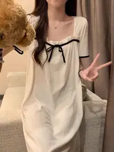 胸パッド付き 夏用 レディースコットン半袖ナイトドレス【アプリコットカラー・カジュアルホームウェア】