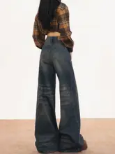 廃土風ヴィンテージウォッシュ直筒デニムパンツ【フィット・ワイドレッグ】