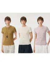 麻花デザインのレイヤードTシャツ【透け感・吸湿性・垂れ感】