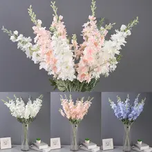 大2叉のデルフィニウム造花【欧式ロングブランチ・ウェディング装飾用・背景用フラワーアレンジメント】