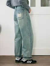 ヴィンテージ風ストレートデニムパンツ【ブルーグリーン・スリムフィット】