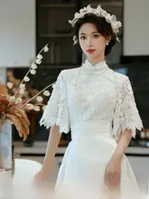 新中式レースイブニングドレス【サテン・クラシック改良旗袍・結婚式・シーズン対応】