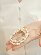 フランス風 淡水真珠ネックレス【小さな星型・多重レイヤー・調整可能】