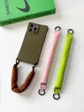 スマホ用クッション吊り紐付き柔らかハンドバッグ【防落下・ファブリックデザイン】
