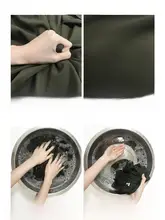 秋用デザイン シフォンリボンブラウス【長袖・アボカドグリーン・Vネック・通勤用】（セットアップ対応）