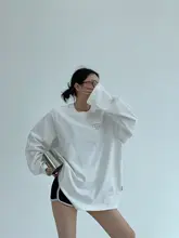 春用 フィット ロゴプリント コットン長袖Tシャツ【女性用・オーバーサイズ・カジュアル】