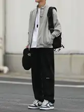 刺繍入りストレートシルエットパンツ【秋冬用・男性用・カジュアル・束脚デザイン】